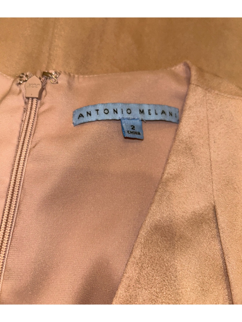 NWT ANTONIO MELANI Quint Faux Suede Sleeveless Aline Nude Blush Midi Dress 2 - Picture 12 of 15